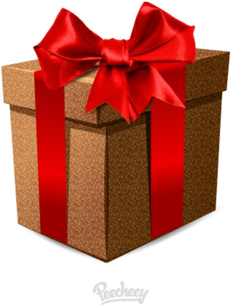 gift box with the red bow on the white background