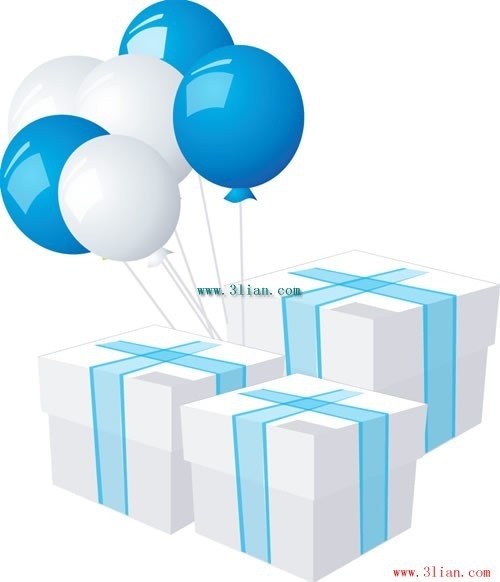 gift boxes balloons vector