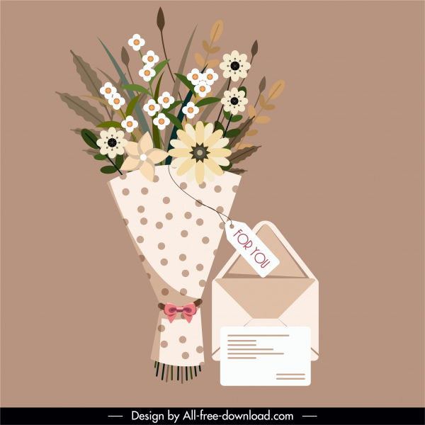 gift card design elements elegant classic bouquet sketch