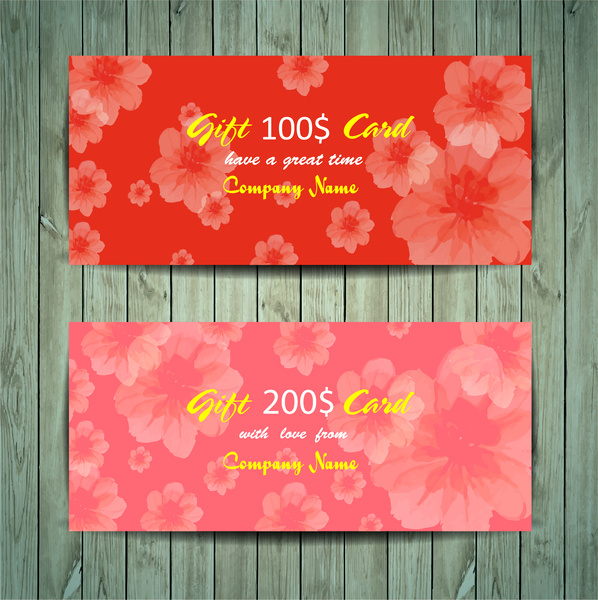 gift card design on red flowers background