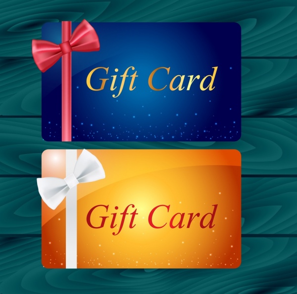gift card template sets bright sparkling style ribbon ornament