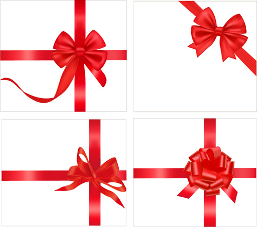 gift card with red ribbons design vector