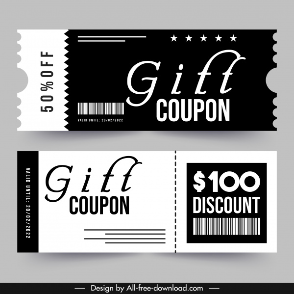 gift coupon template elegant black white decor 