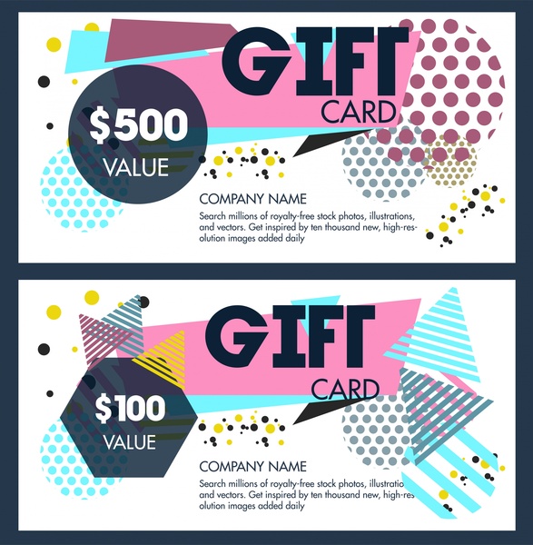 gift voucher templates design with abstract geometric style
