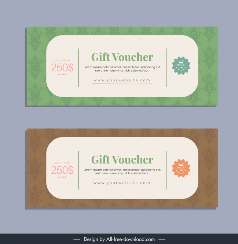 gift voucher templates elegant repeating pattern flat classic