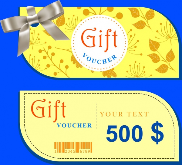 gift voucher templates shiny bow decor rounded design