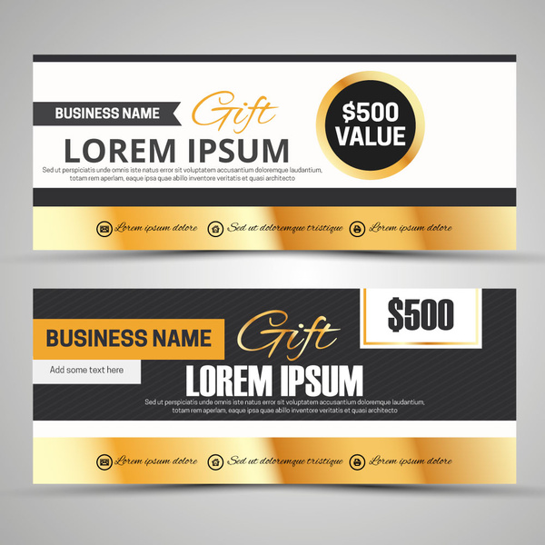gift voucher templates with black yellow white colors