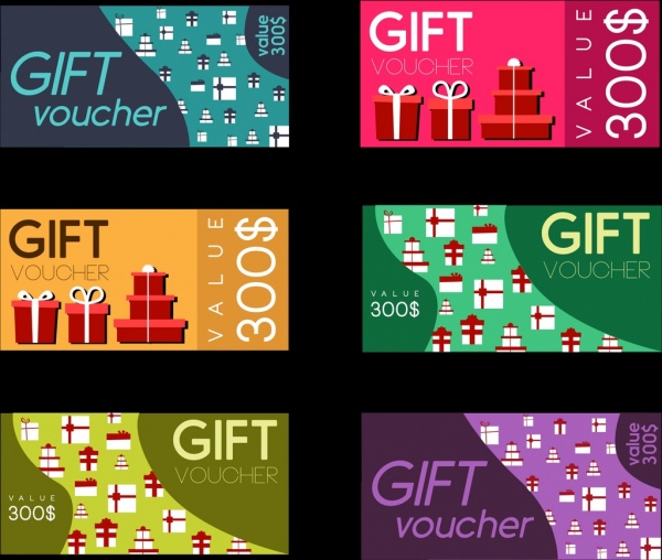gift vouchers collection colorful flat design
