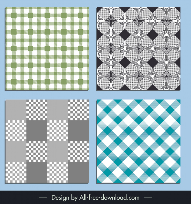 gingham checkered plaid templates collection flat symmetry shapes