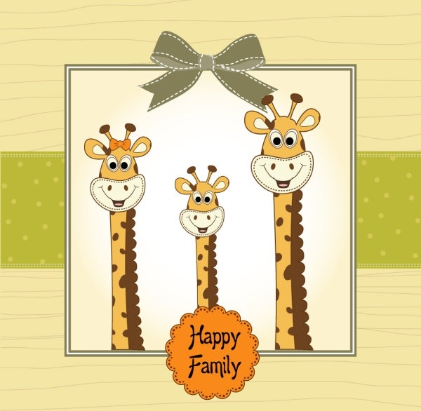 giraffe greeting card 01 vector