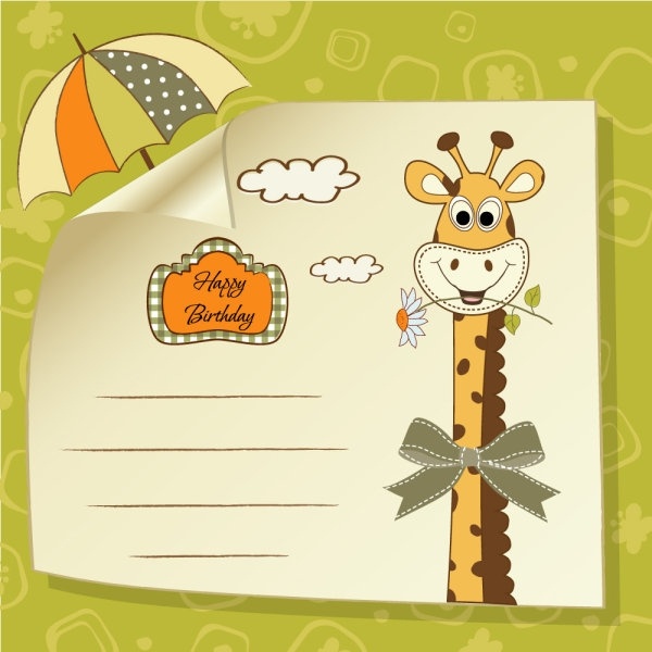 giraffe greeting card 03 vector