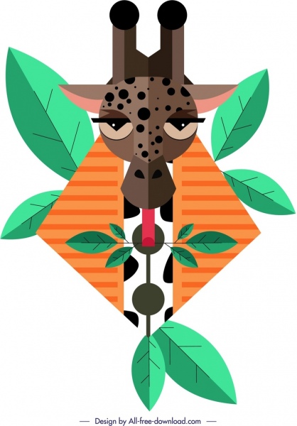 giraffe painting face leaves icons decor geometric design