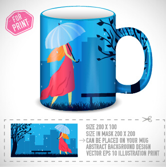 girl and umbrella on the cup vector