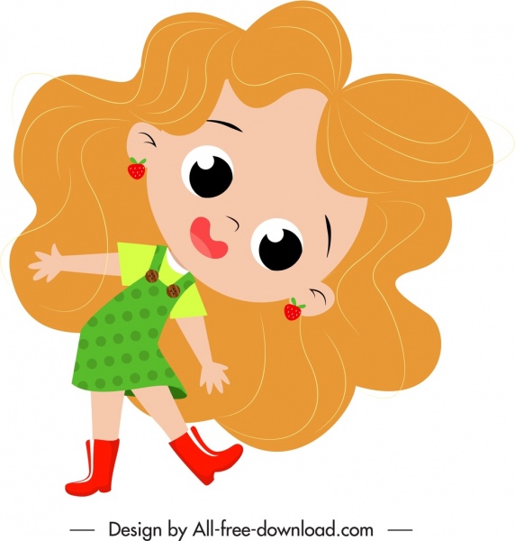 girl icon cute cartoon character sketch