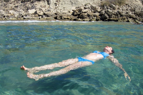 girl relaxing in water