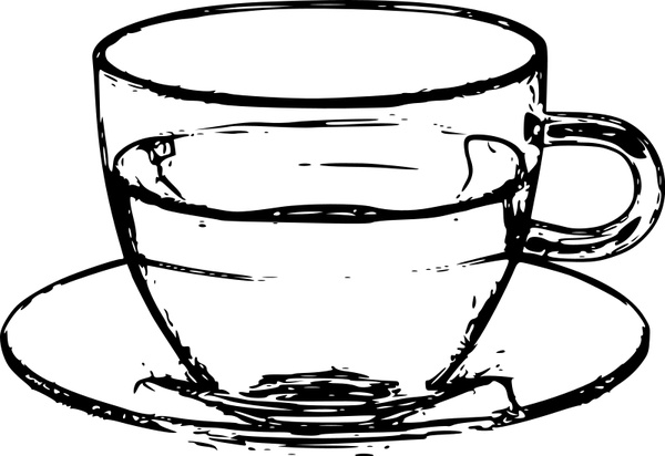 Glass cup with saucer line art