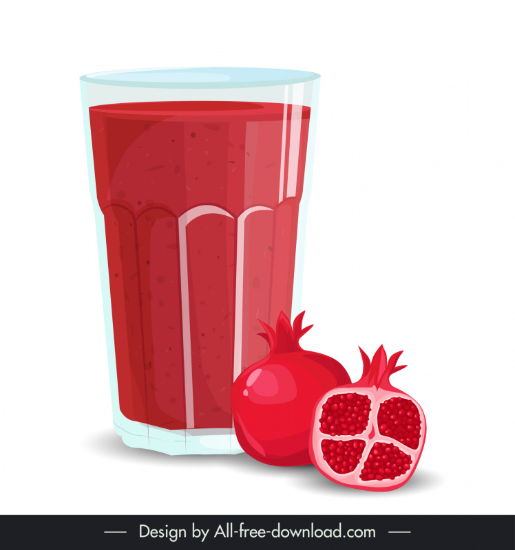glass of pomegranate smoothie icon red classical  decor
