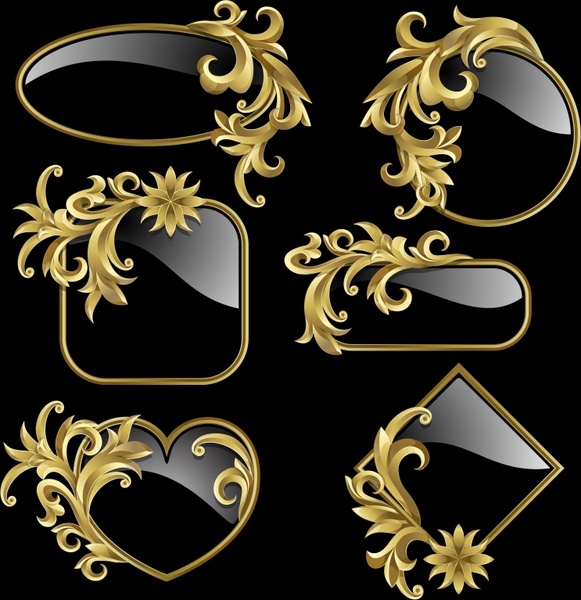 decorative elements templates luxury shiny lace glass shapes