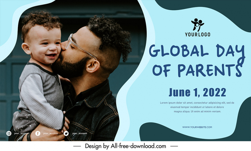  global day of parents banner template happy father son realistic design 