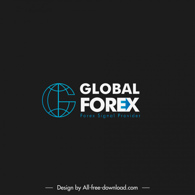 global forex logo template flat contrast dark globe texts decor