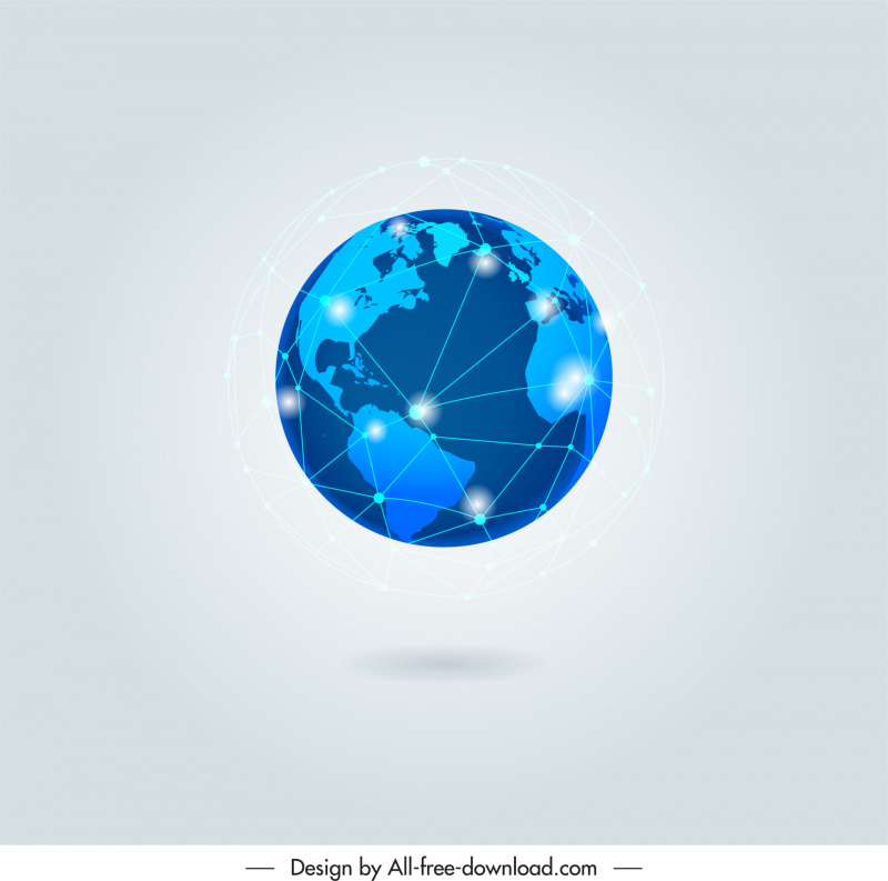 globe digital connection icon sparkling 3d decor