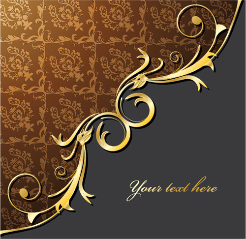 glossy golden floral ornaments vector background 