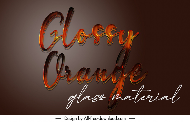 glossy orange glass material style texts design element modern flat contrast calligraphy sketch