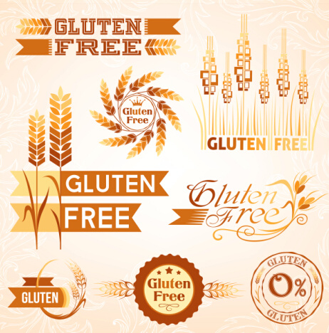 gluten free logos with labels vector