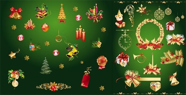 gold christmas decorative elements vector