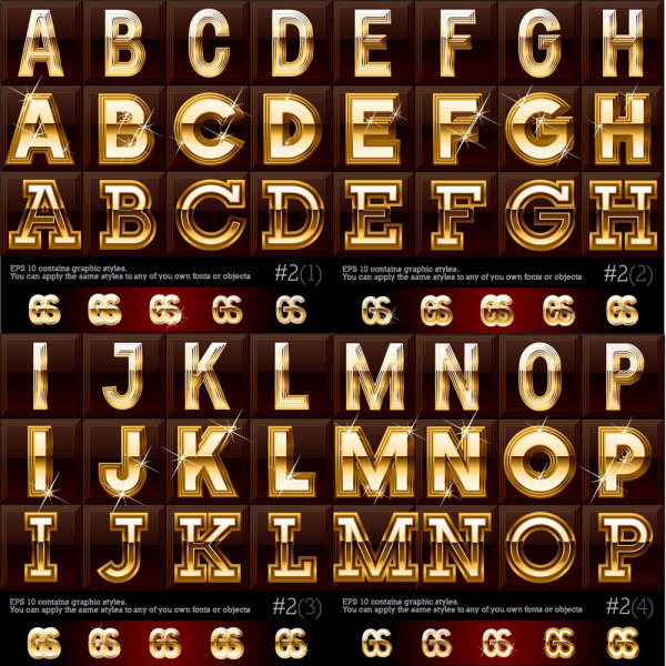 gold color letter8 digital vector 