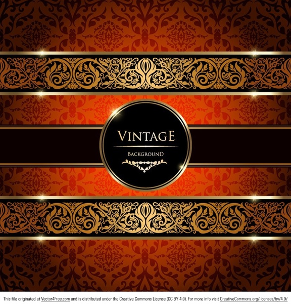 gold damask vintage background vector