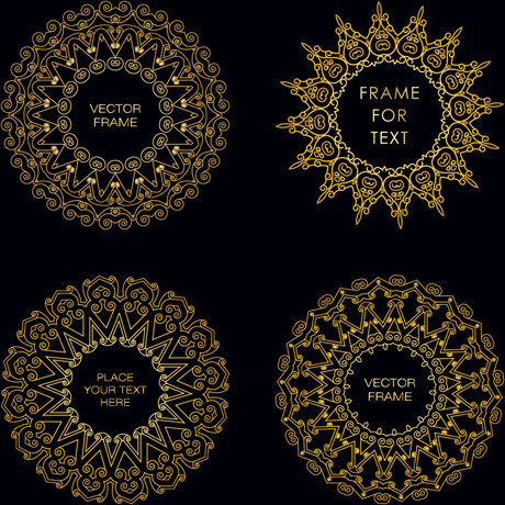 gold deco frame beautiful vector set