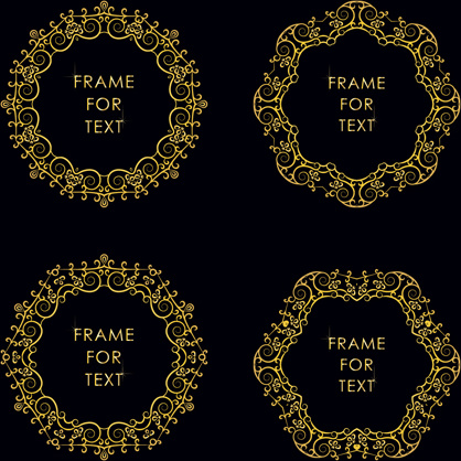 gold deco frame beautiful vector set