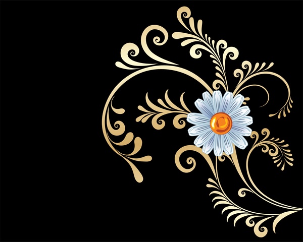 gold flowers background vector