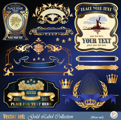 gold label with retro style vector set