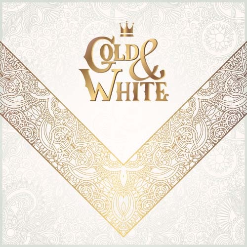 gold lace with white ornaments background vector