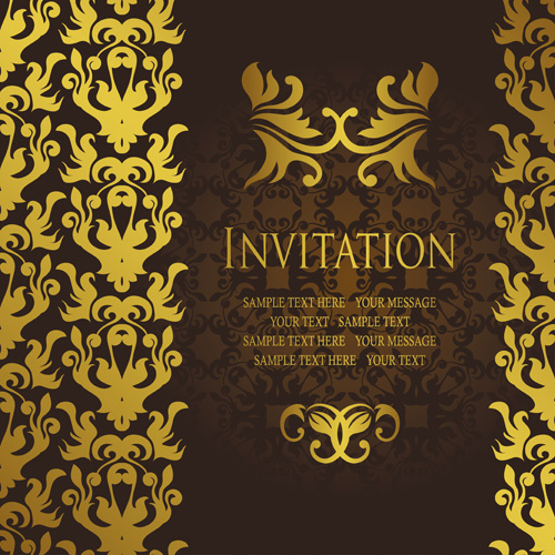 gold luxury invitation card template vector