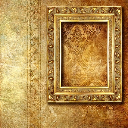 gold ornate frames and pattern wallpaper background picture 