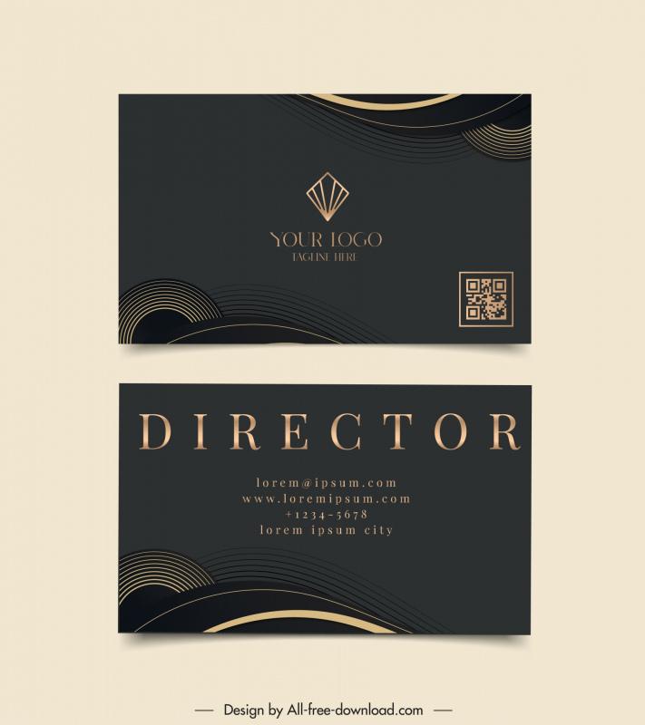 gold shop business card template dark curves rounded shape 