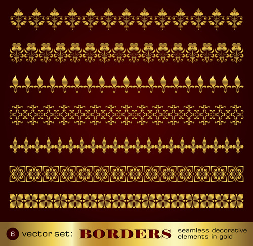 Download Golden border and corner decorative elements vector Free ...