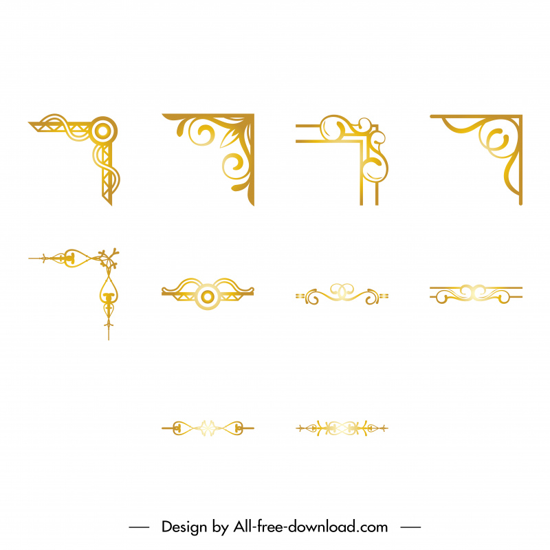 golden border design elements collection luxury elegant shiny symmetric shapes