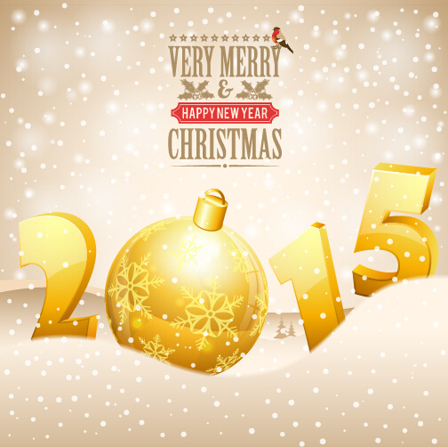 golden christmas ball with15 new year vector background art
