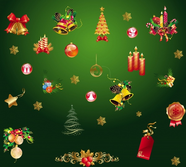 christmas design elements colorful baubles icons sketch