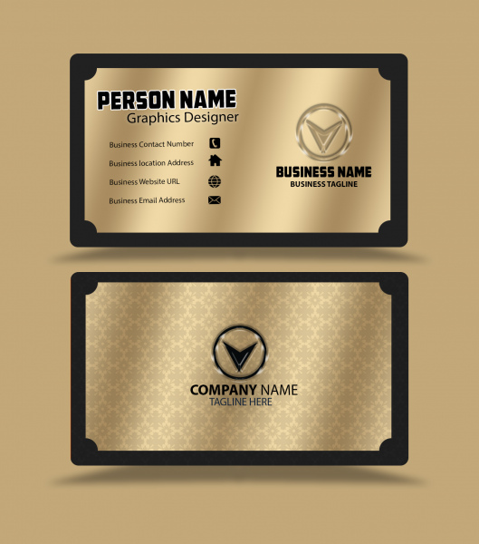 golden color business card design template psd