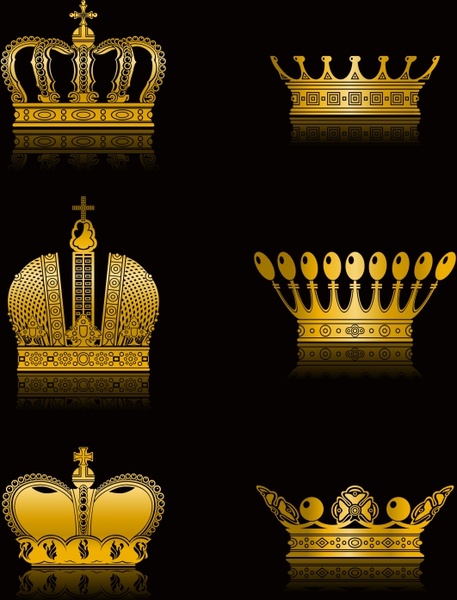 crown icons vintage golden design