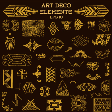 golden deco elements art vector materoal