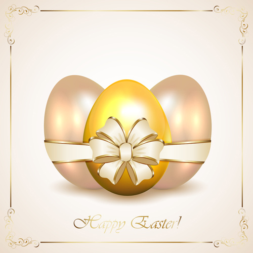 golden egg with easter card vector