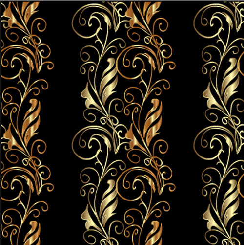 golden floral borders ornaments seamless vector