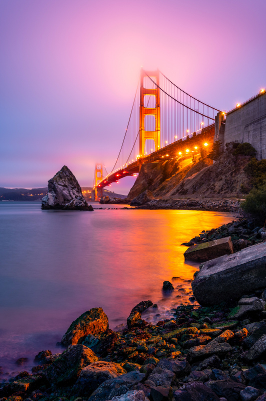   golden gate bridge scenery picture elegant twilight scene 