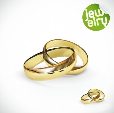 golden glow wedding rings elements vector